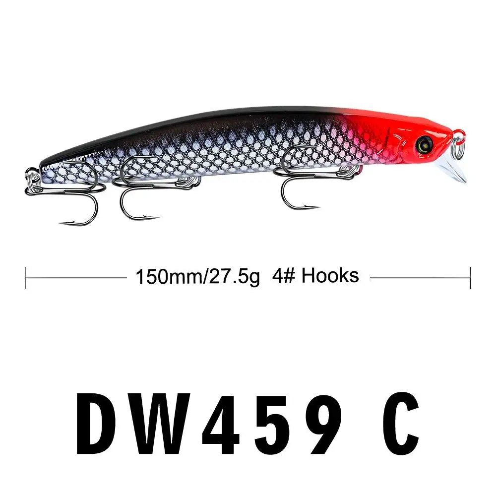 

PROBEROS 1pcs Fishing Lure Set 15cm 27.5g Hard Artificial Minnow Lures 6 Color Crankbait Fishing Baits #4 Treble Hook dw459