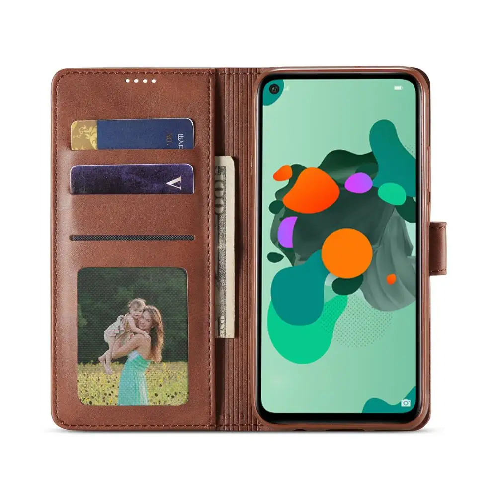 Кожаные чехлы-бумажники для Huawei Nova 5i Pro Роскошный чехол телефона с отделением
