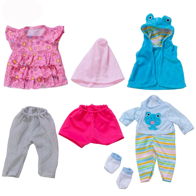 

2021 New Born New Baby Fit 18 inch 43cm Doll Clothes Accessories Blue Frog One-piece 3-piece Clothes Suit For Baby Birthday Gift