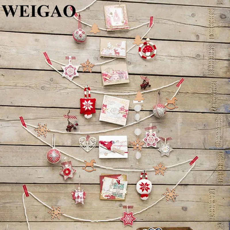 WEIGAO 100 шт Рождественские елочные украшения мини деревянные украшения Снежинка елка Рождественские Подвески для вечеринок украшения для дома год