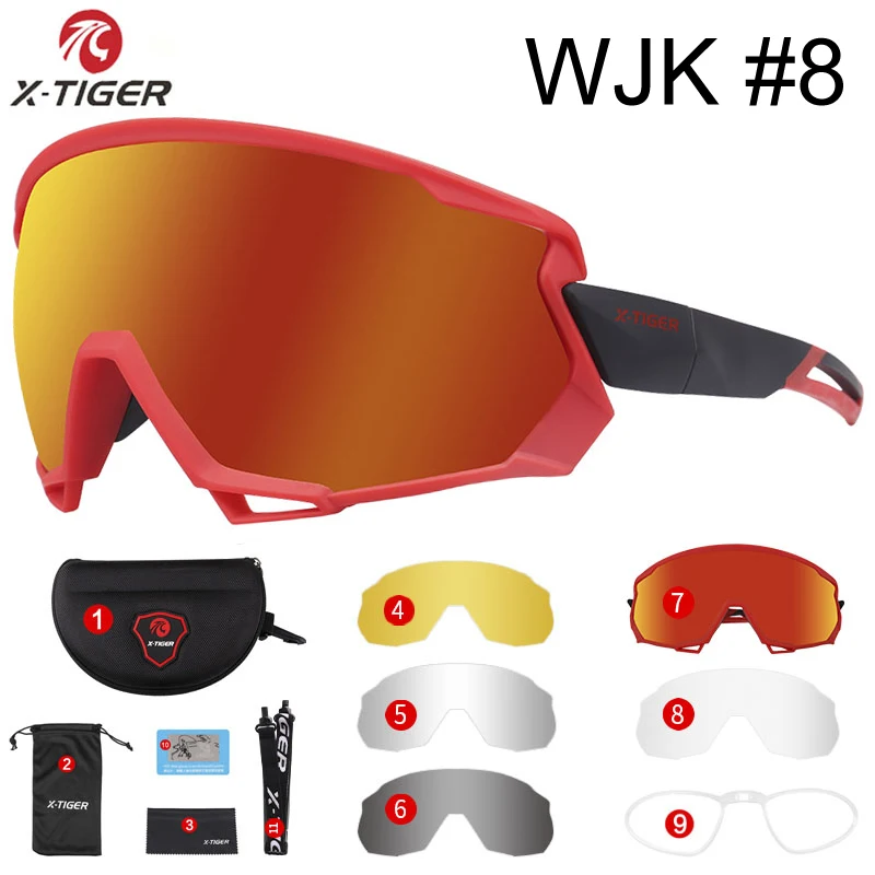 Colors 08 X-TIGER Wind Cycling Glasses 5 Lens Polarized Outdoor Sport Bicycle Glasses MTB Mountain Bike Sunglasses Goggles Cycling Eyewear - Цвет: Colors 08