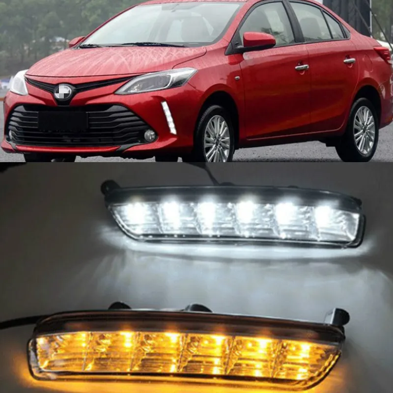 

Turn signal Running Yellow Car Special LED Daytime Running Lights DRL 12V LED Daylight for Toyota Vios 2017-2020 Car Accessories