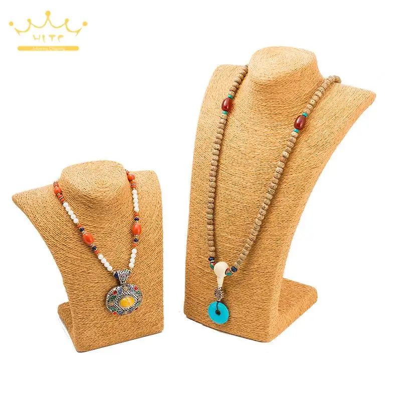 Hemp Rope Necklace Display Stand Holder Nice New Design Necklace Hanger High Quality Jewelry Display Bust Model Rack