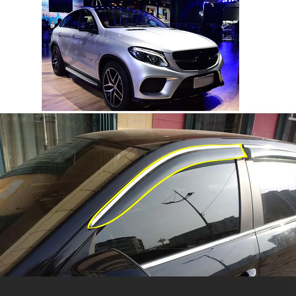 

Car Sticker Plastic Window Glass Wind Visor Rain/Sun Guard Vent For Mercedes Benz GLE W166 C292 Hatchback 2015 2016 2017 2018