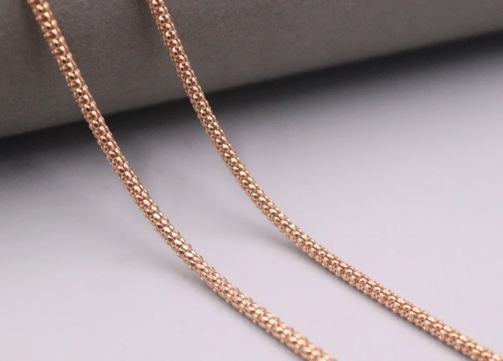

AU750 Pure 18K Rose Gold Necklace Width 2.5mm Lantern Popcorn Chain Necklace 7.1-7.3g / 20inch For Men Women