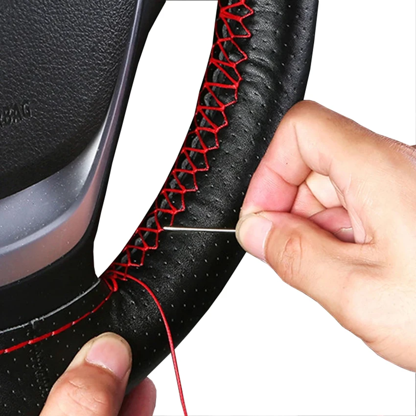 

Car Steering Wheel Braid Cover Texture Soft PU Artificial Leather Car Covers 38cm With Needles And Thread Auto Car Accessories