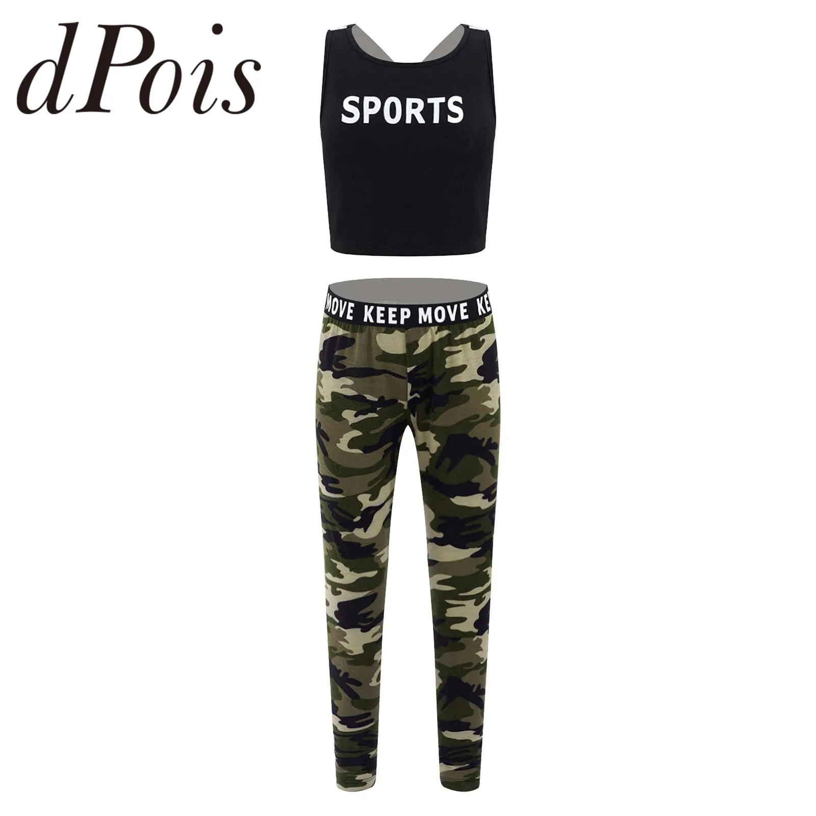 

Yoga Sets Children Kids Girls Workout Sport Suits Camouflage Tracksuit Workout Gym Suit Sportswear Ballet Gymnastics Outfit