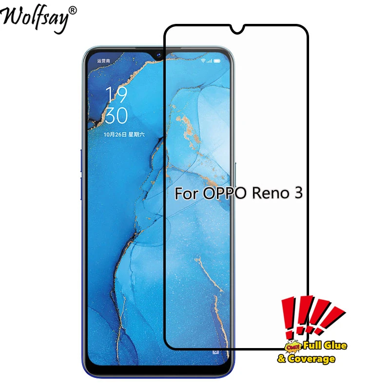 

9H Защита экрана для OPPO Reno 3 Закаленное стекло OPPO Reno 3 Полное покрытие защитная пленка, стекло для OPPO Reno3 6,4 "защитное стекло