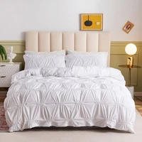 white duvet cover set solid color ab side pinch pleat 23pcs bedding sets luxury 3d quilt cover queen king family size bedroom