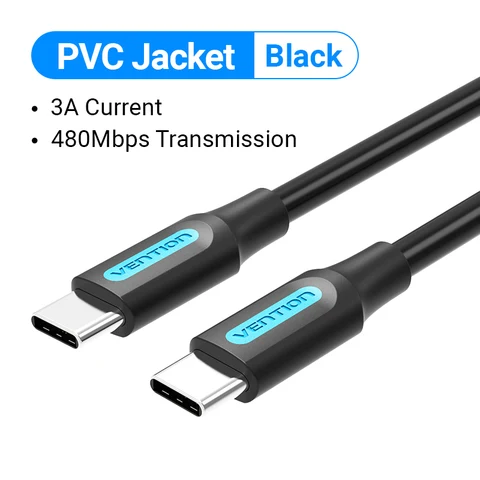 Кабель Vention PD 60 Вт USB-C/USB Type C, для быстрой зарядки, 4,0, USB-C, для Macbook Pro, Huawei P30, Samsung S20