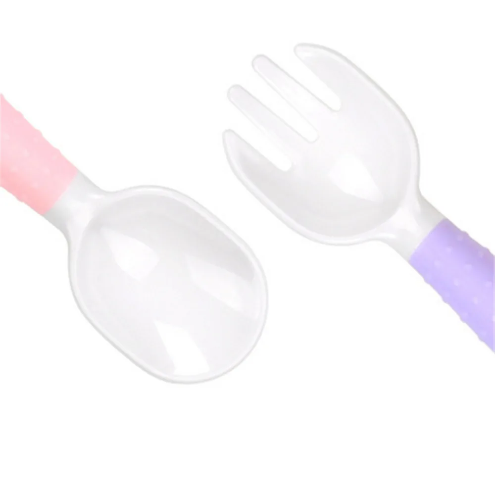 

2pcs Baby Safety Feeding Spoon Fork PP Baby Lovely Flatware Kids Vajilla De Bebe Feeding Training Spoon Utensils Infant Tablewar