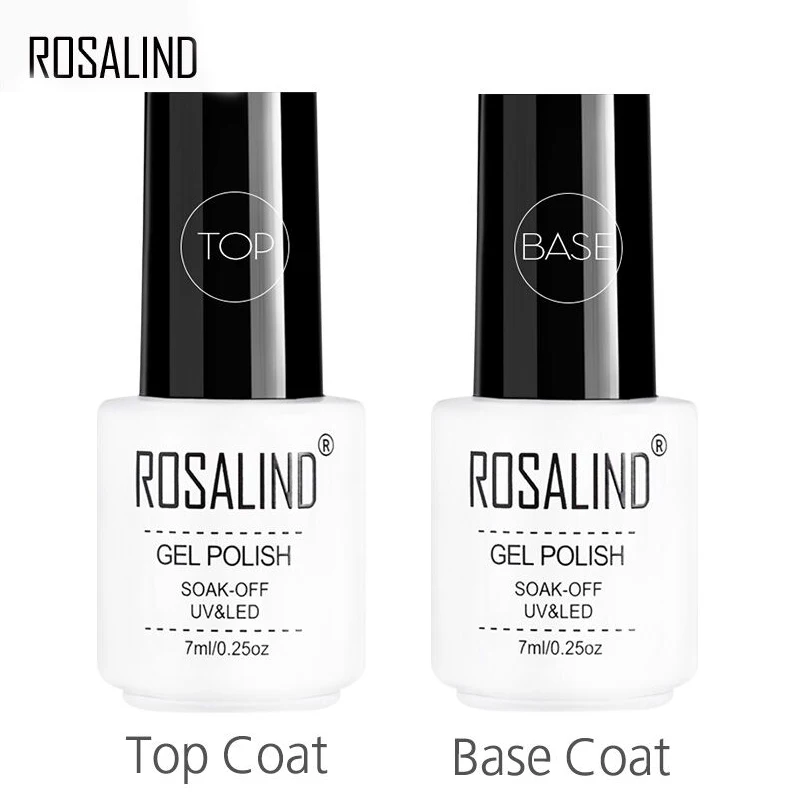 

ROSALIND Top Base Coat Gel Polish UV Shiny Sealer Soak off Reinforce 7ml Long Lasting Nail Art Manicure Gel Lak Varnish Primer