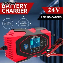 12V/24V Lithium Battery Charger LED Touch Screen Pulse Repairing Charger Motorcycle/Car Battery Charger For 2AH-150AH Lead-acid