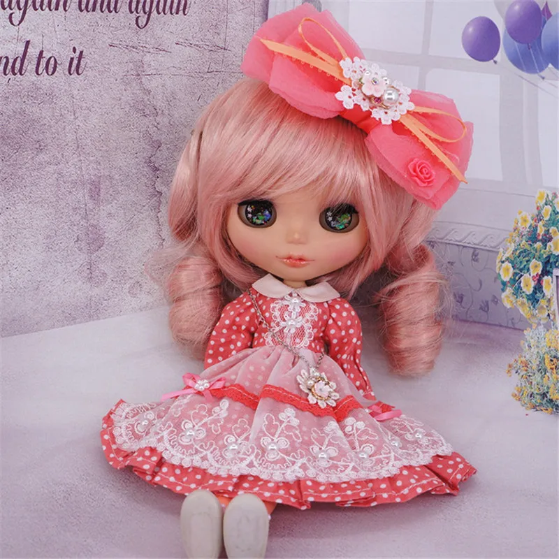 2019 новый дизайн одежды для 1/6 blyth doll светло розовое волнистое кружевное платье Pullip