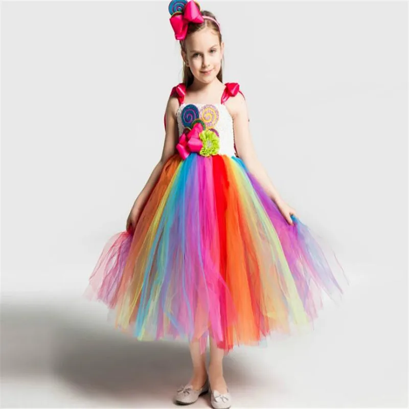 Детский маскарадный костюм для Хэллоуина юбка радужных цветов девочек от двух до