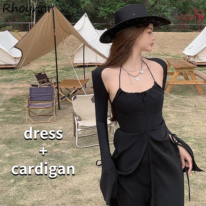 

Sets Women Black Solid Sexy All-match Streetwear 2 Piece Outfit Slim Summer Party Clothing Classic Simple Stylish Romantic Ins