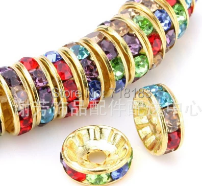 

100Pcs 6/8mm Metal Crystal Rhinestone Rondelle Spacer Beads For Bracelet Necklace DIY B00376