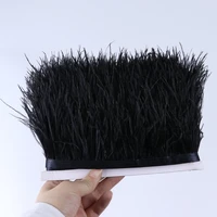 natural black ostrich feathers trim ribbon for crafts 8 10cm plumes wedding dress clothing sewing decoration feathers wholesale