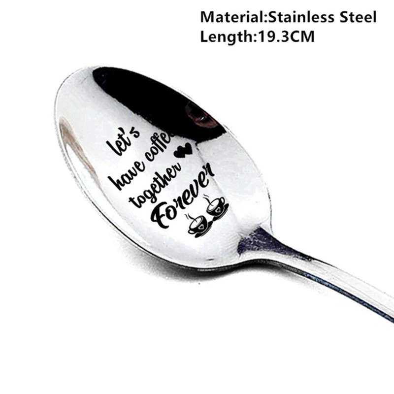 

4Pcs Valentines Day Gift Anniversary Gift for Boyfriend Girlfriend Stainless Steel Spoon Good Morning Present