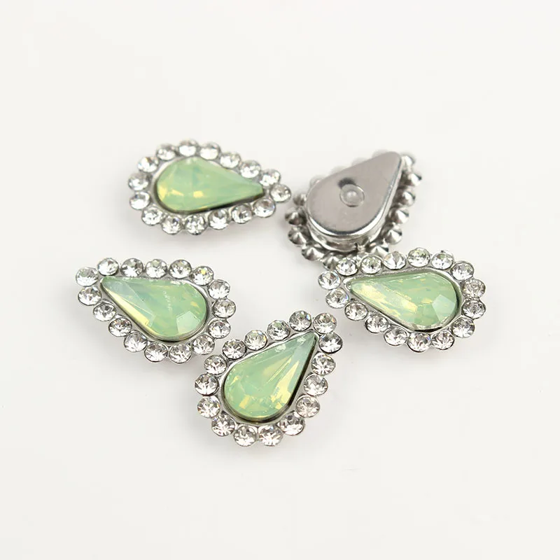 Lt green Opal Silver 50 шт. Каплевидная форма цветка пришить на горный хрусталь Кристалл Flatback горный хрусталь Золотая основа с оправа, коготь DIY одежда платье - Цвет: Lt green Opal Silver