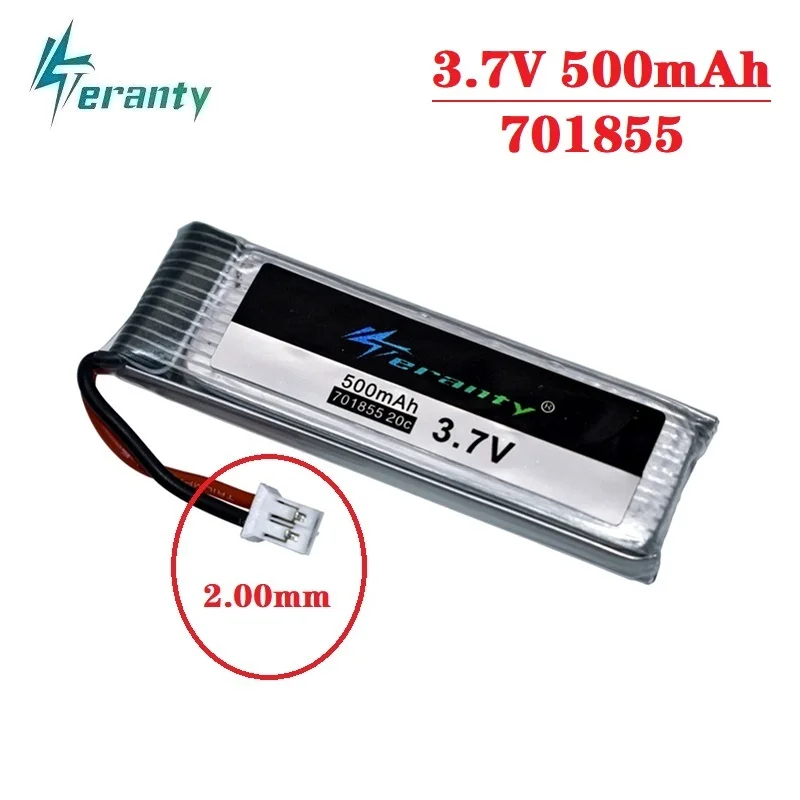 

1Pcs Original Teranty Lipo Battery 1S 3.7V 4.2V 500mAh Rechargeable Battery with PH2.0 Plug for Indoor Racing Drone Toy 701855