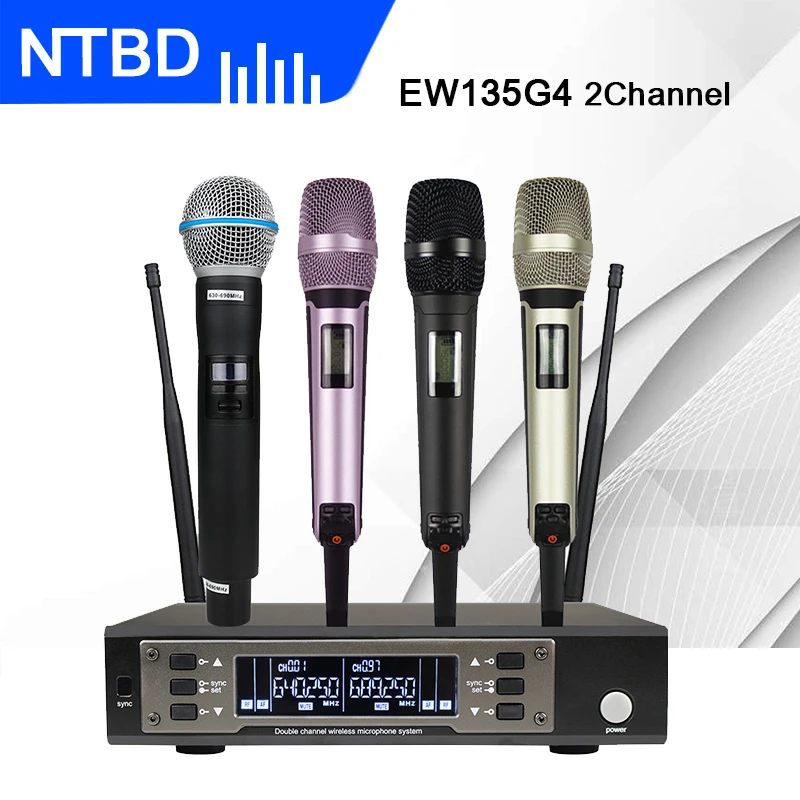 NTBD Stage Performance Show Party Hip Hop Home KTV EW135G4 UHF Professional Dual Wireless Microphne High Quality Metal Handheld|Микрофоны| |