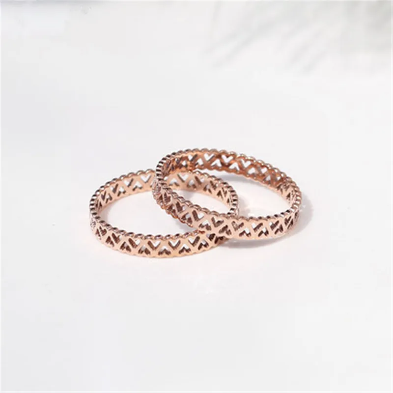 YUN RUO Hellow Out Heart Ring Rose Gold Fashion 316 L Titanium Steel Jewelry Birthday Gift Woman Man Never Fade Drop Shipping | Украшения и