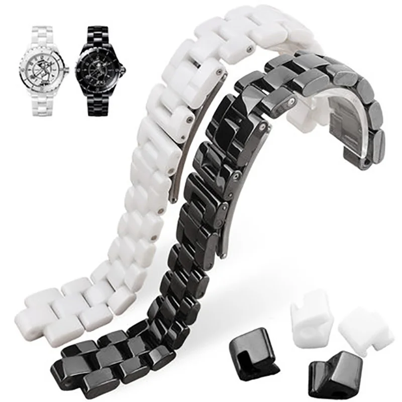 

For CHA-NEL J12 Watch High Quality Ceramics Wristband Watchband Women's Men's Strap Fashion Bracelet Black White 16mm 19mm