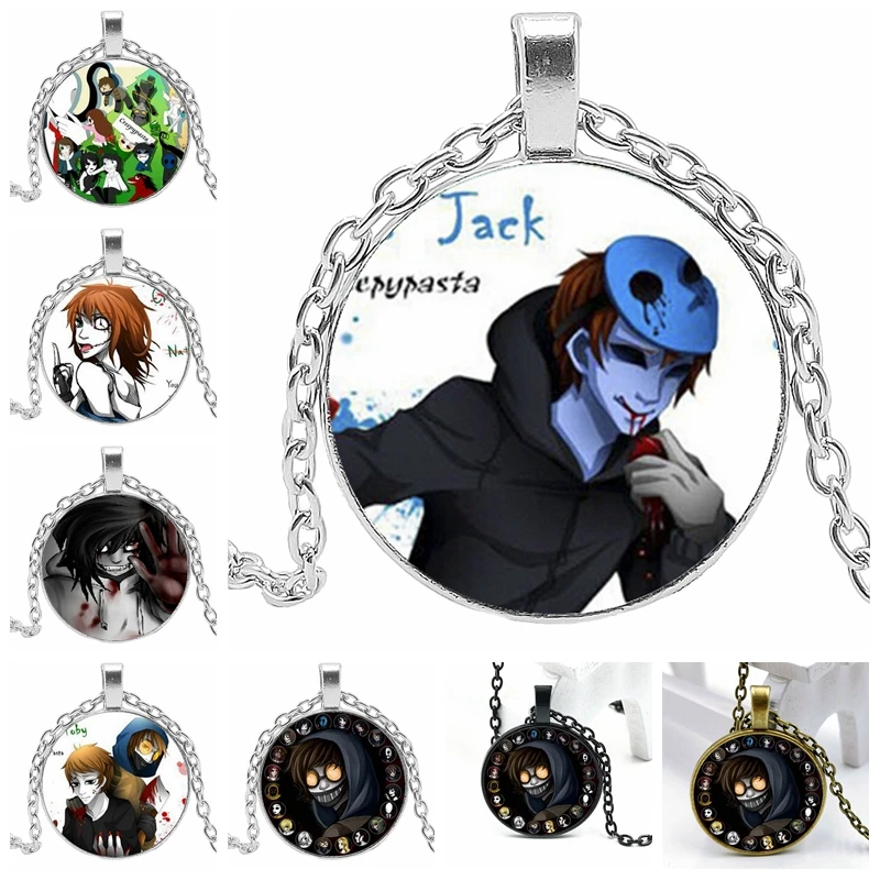 

2020 New CREEPY PASTA TICCI TOBY 3 Color Necklace Glass Convex Round Personality JEFF THE KILLER Pendant Necklace Gift Wholesale