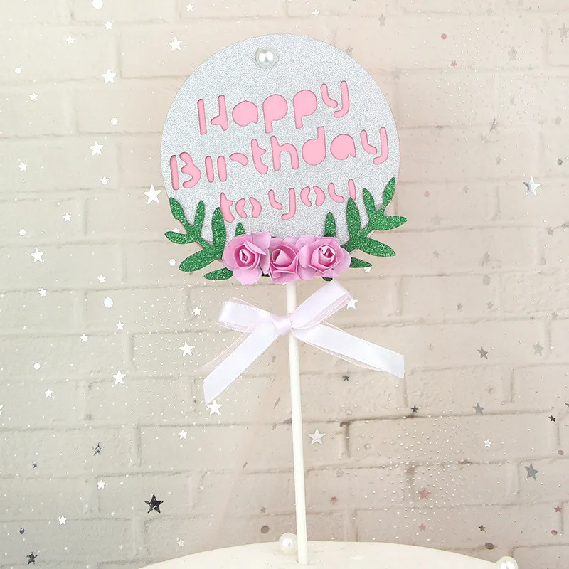 Cakelove 1 шт. цветок зеленый лист с днем рождения торт Топпер вставка флаг женский