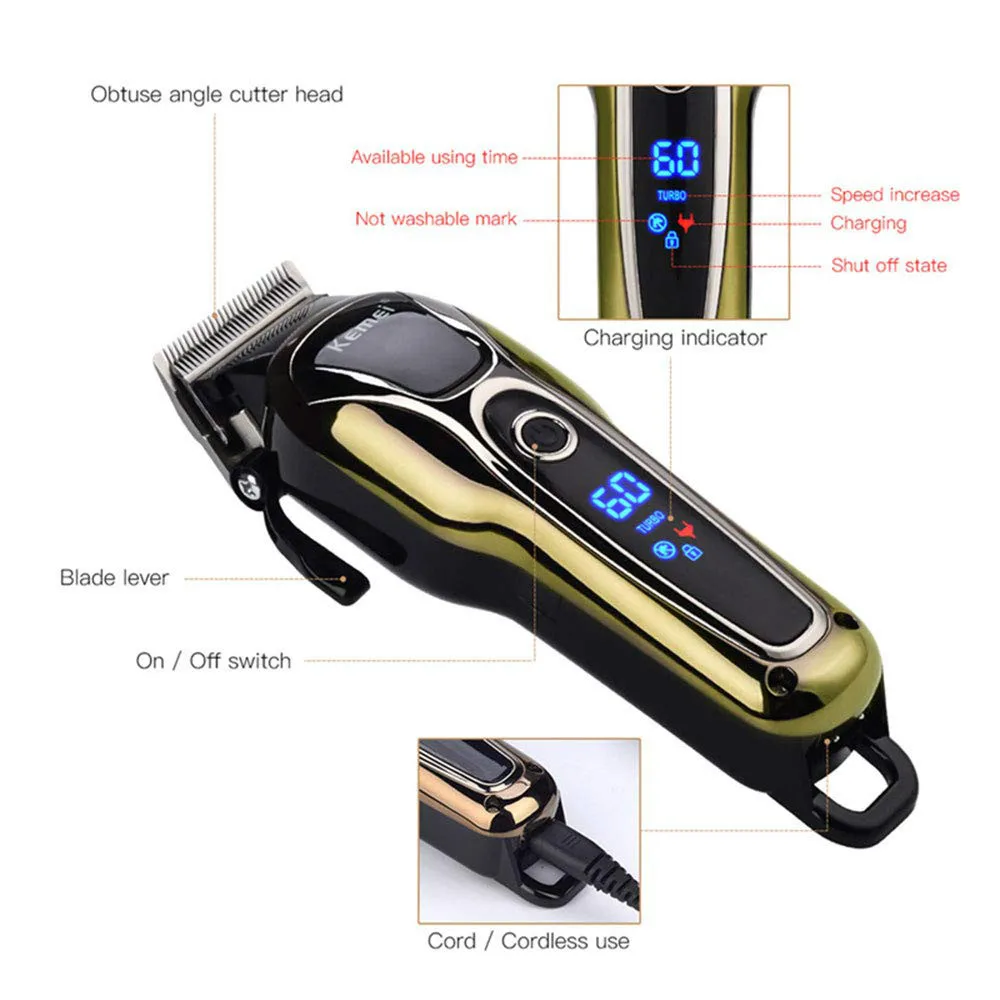 

Kemei Electric Hair Clipper Trimmer Cutting Machine Haircut Professional Grooming Clippers Powerful Cordless Styling Tools 1990