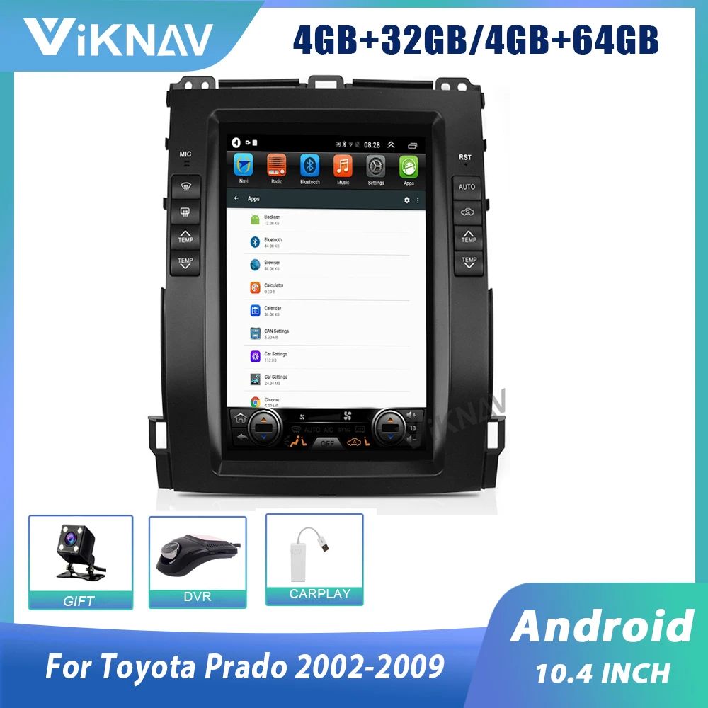 

Автомобильный навигатор Viknav, видео для-Toyota Prado 2002-2009, автомагнитола, мультимедийный плеер, головное устройство, DVD-плеер, авто GPS