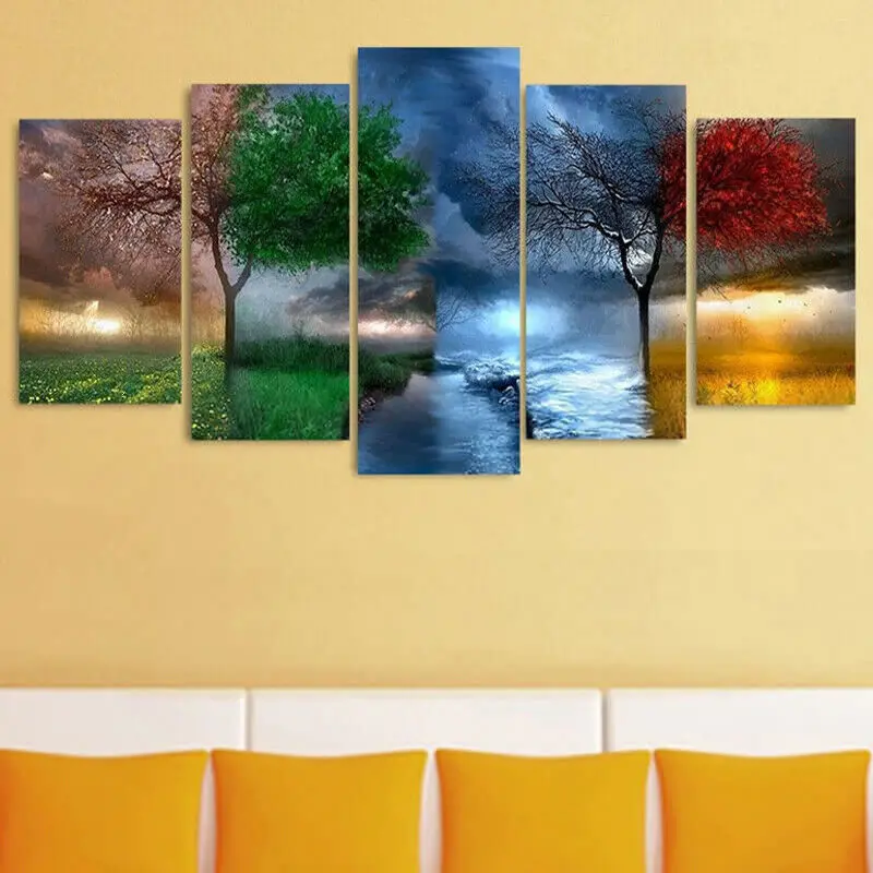 

Abstract 4 Seasons Canvas Modern Painting Picture Wall Hanging Home Art Decor