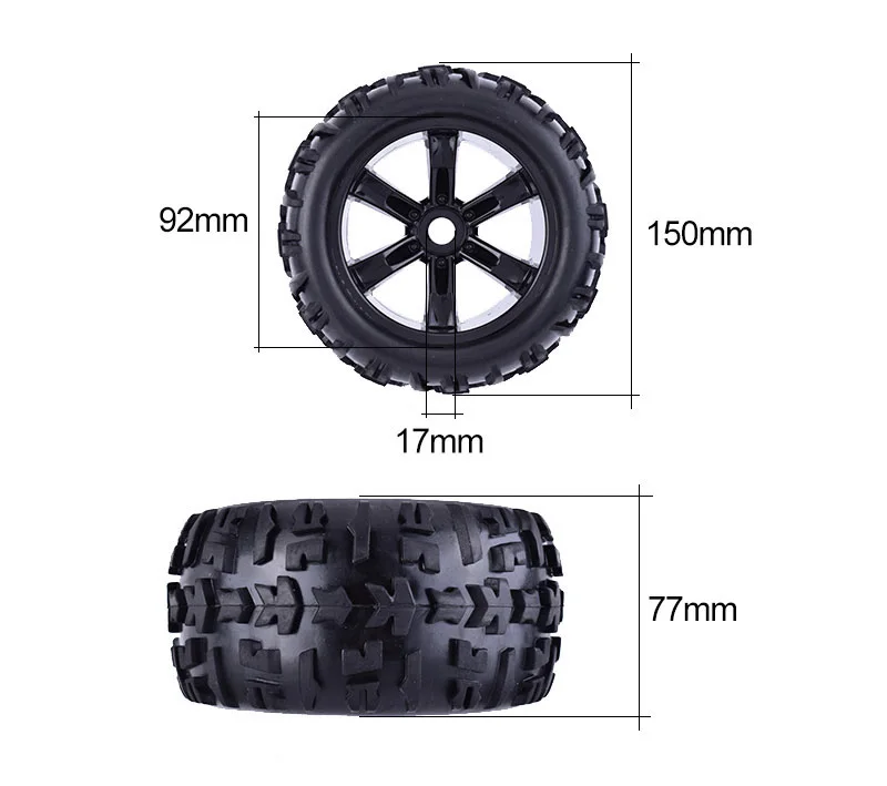 4 шт. 150 мм обод колеса и шины 17 Hex концентратор для 1/8 грузовик Monster Bigfoot Traxxas HSP