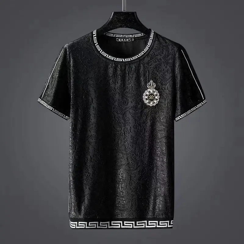 

Light luxury trendy brand dark pattern jacquard summer casual sports suit male Korean version of the trend of large size loose w