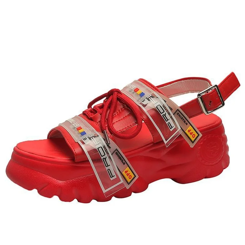 

Akexiya 2021 New Platform Sandals Women Wedge High Heels Shoes Buckle Lace-up Summer Zapatos Mujer Wedges Slippers Woman Sandal