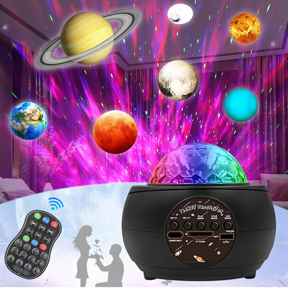 Planet LED Night Light Star Galaxy Projector Lamp Rotate Starry Sky Porjector Rechargeable Decor Bedroom Lamp Children Gifts