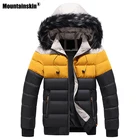 Мужская повседневная куртка Mountainskin, черная облегающая куртка с капюшоном и меховым воротником, хлопковая теплая плотная парка, зима 2019