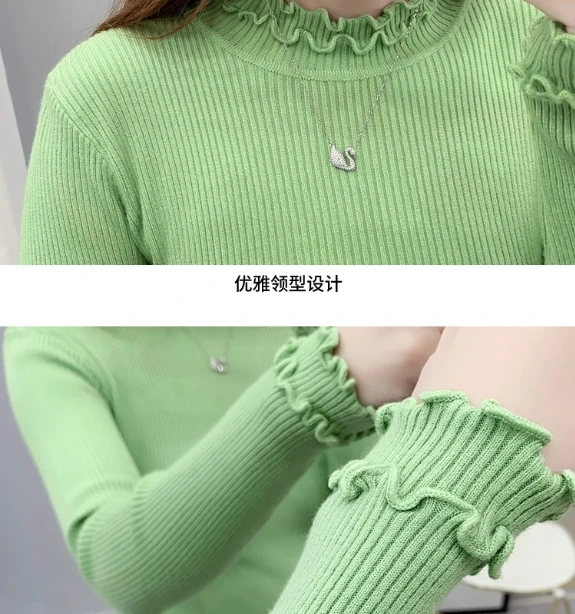 

good quality women clothing latest 2020 spring autumn winter korean pure color black pink elastic tight sweaters female A5283