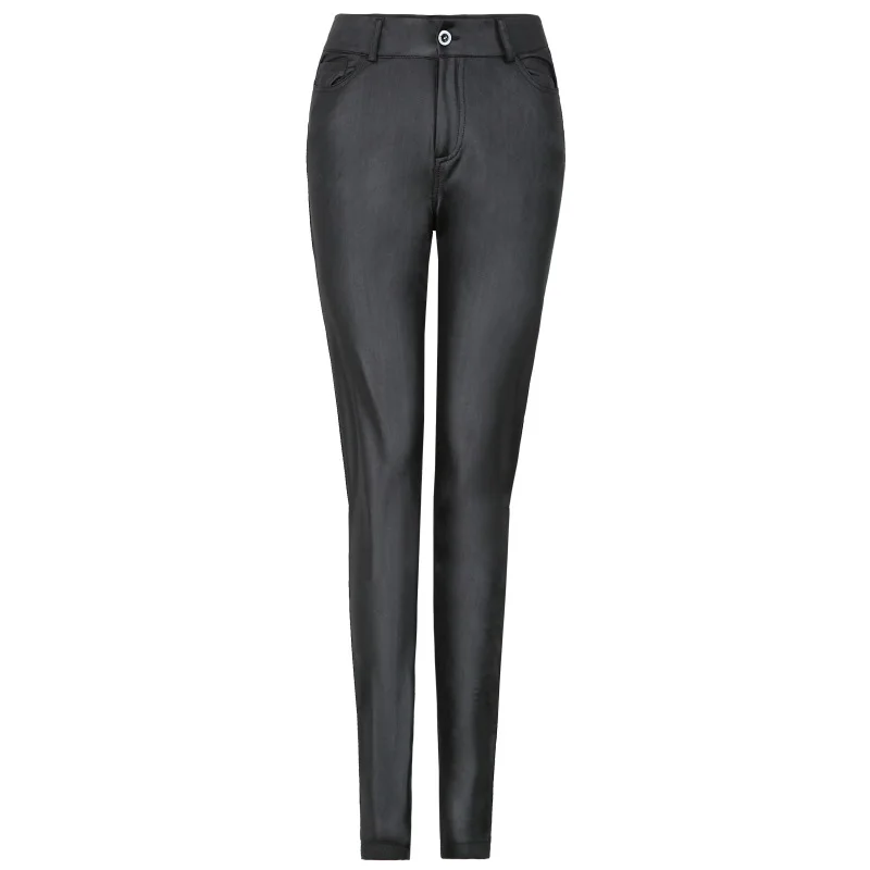 

Sexy PU Pants for Women Long Pencil Trousers Lady Fashion High-waist Fitness Shiny Leggings Elastic High-Waist Zipper Pants