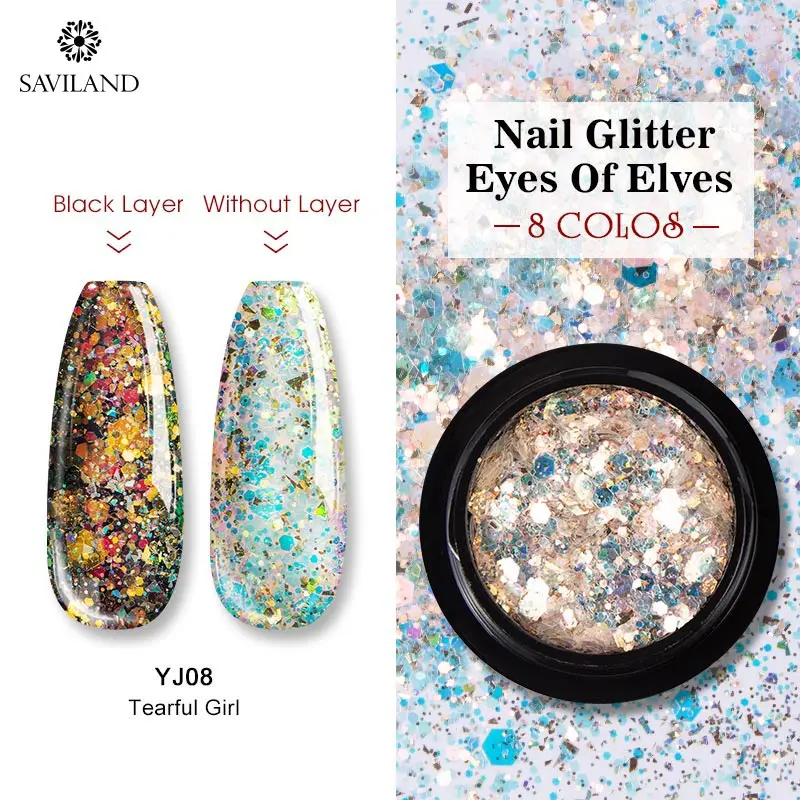 Saviland Bubble Nails Волшебное Зеркало розовое золото серебро черный блеск пыль DIY маникюр Гель-лак для нейл-арта хромированное украшение - Цвет: YJ08