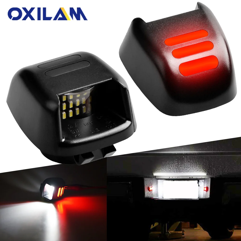 

OXILAM 2pcs Auto License Plate Light 6000K Red&White Canbus For Navara D40 Frontier 2007-2019 Armada Xterra Suzuki Equator 12V