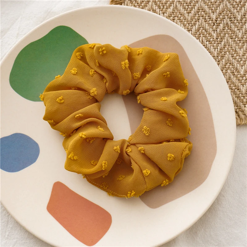 Женские резинки для волос в горошек корейские Однотонные фиксации хвостиком