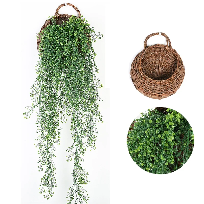 

Artificial Hanging Fake Flowers Ivy Vine Garland Plant with Basket Home Decor Wedding Supplies