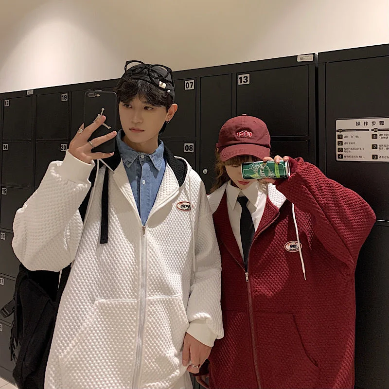 

Новинка Осень 2021, куртка, одежда, Молодежный теплый толстый белый кардиган на молнии с капюшоном в Корейском стиле для пар, бесплатная доста...