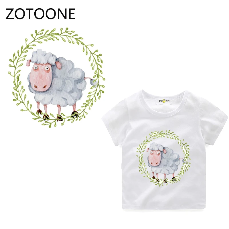 

ZOTOONE Cute Animal Patch Sheep Iron on Patches for Clothing Heart Sticker for Kids Heat Transfers Applications DIY Appliques I