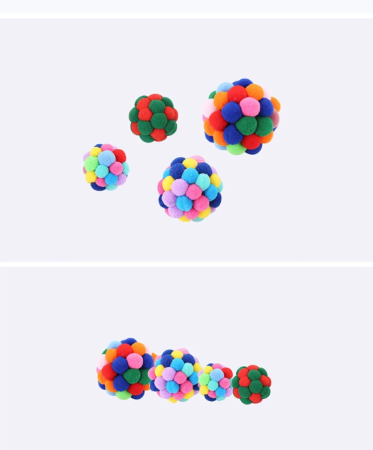

2pc Pet Cat Toy Colorful Handmade Bouncy Ball Kitten Toys Plush Bell Ball Mouse Toy Planet Ball Cat Toys Interactive Pet Supplie