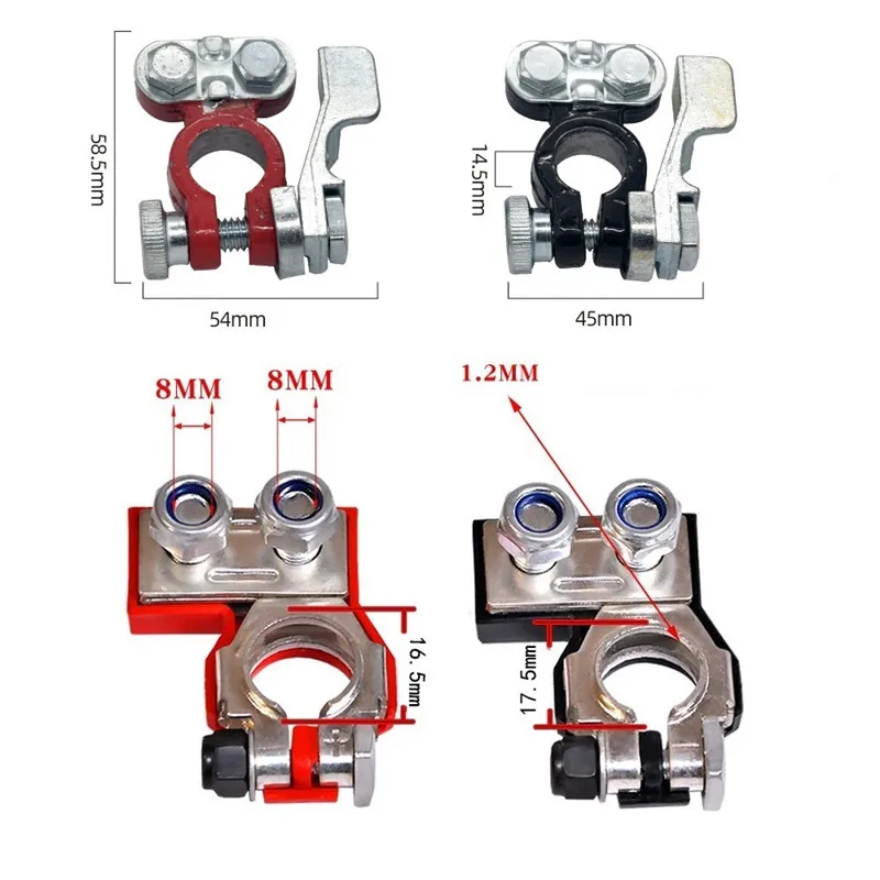 

2 PCS Quick Disconnect Car Battery Main Cable Post Terminal Shut-off Connectors for 12v 24v Boat Race Car UTV Tractor Truck
