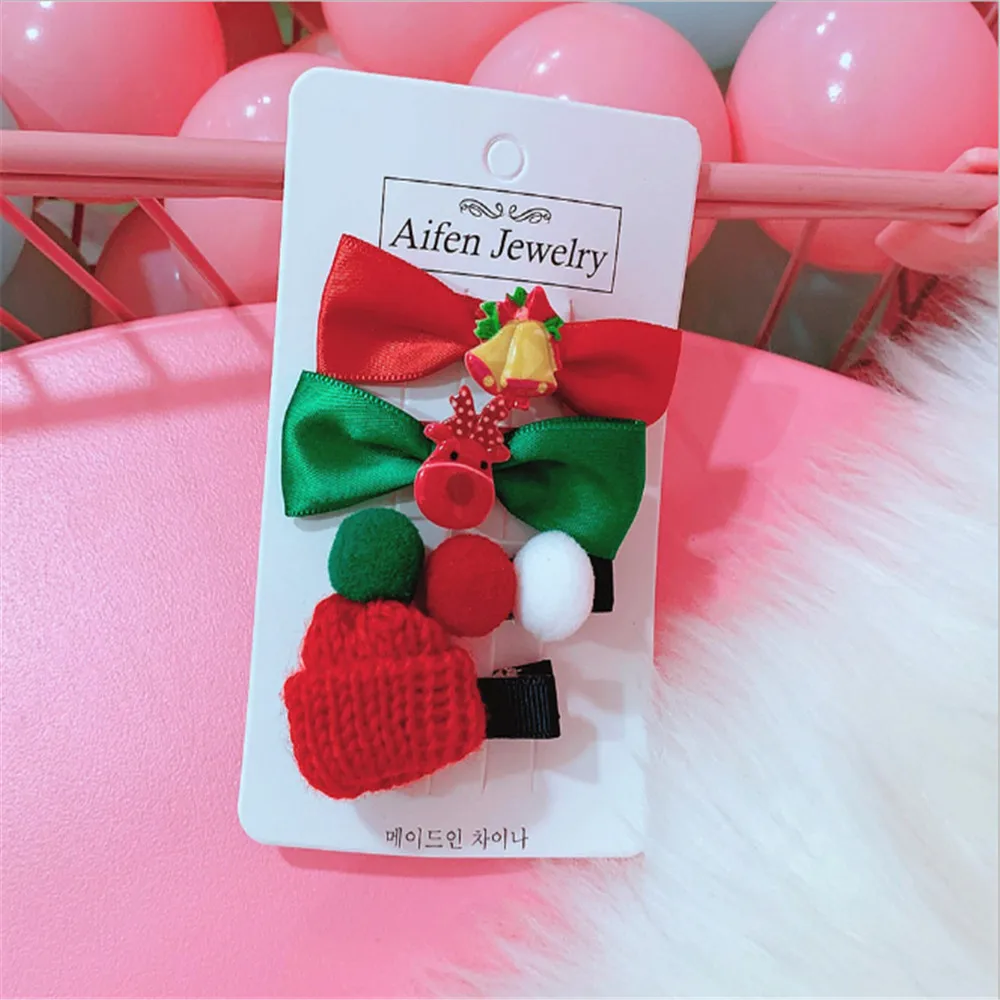 2/4PCS/ Christmas Hair Clip Cute Hair Clip Set Xmas Tree Hat Candy Santa Claus Headwear Hair Accessory Butterfly Hair Clip