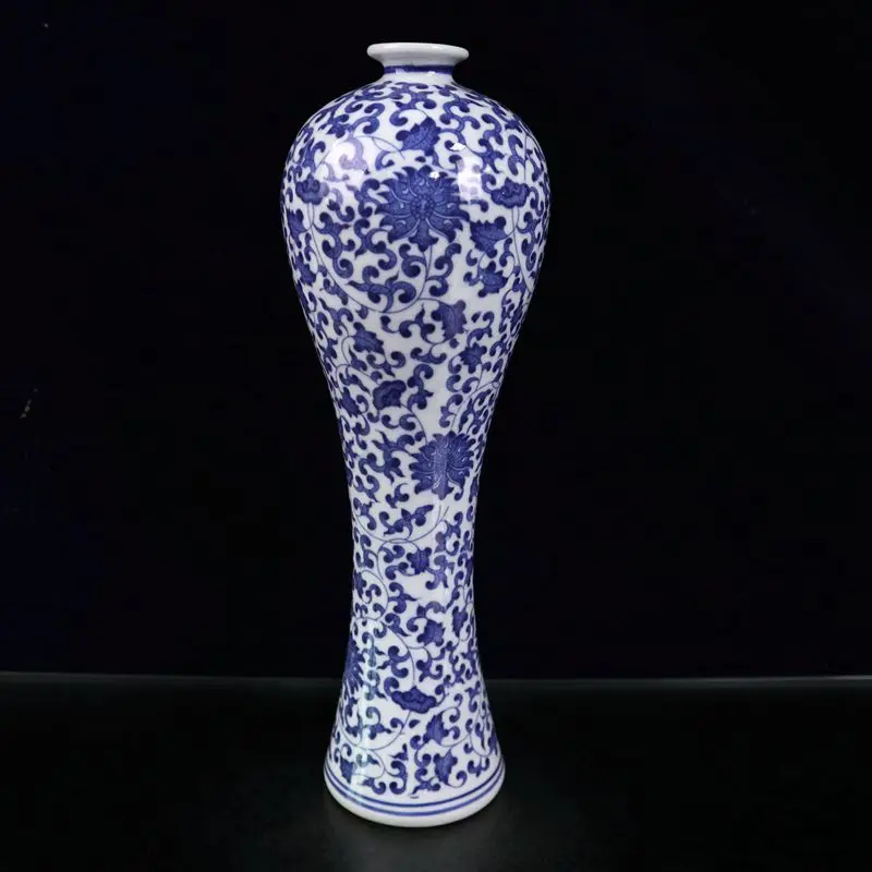 

YIZHU CULTUER ART Antique Collection China Porcelain Qing Qianlong Enwind Flower Bottle Vase 12.6"